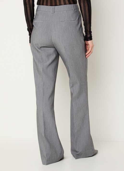 Aaiko Chantalle high waist wide fit pantalon met siernaad - achterkant middengrijs