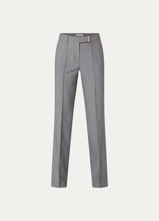 Aaiko Chantalle high waist wide fit pantalon met siernaad - voorkant 3 middengrijs