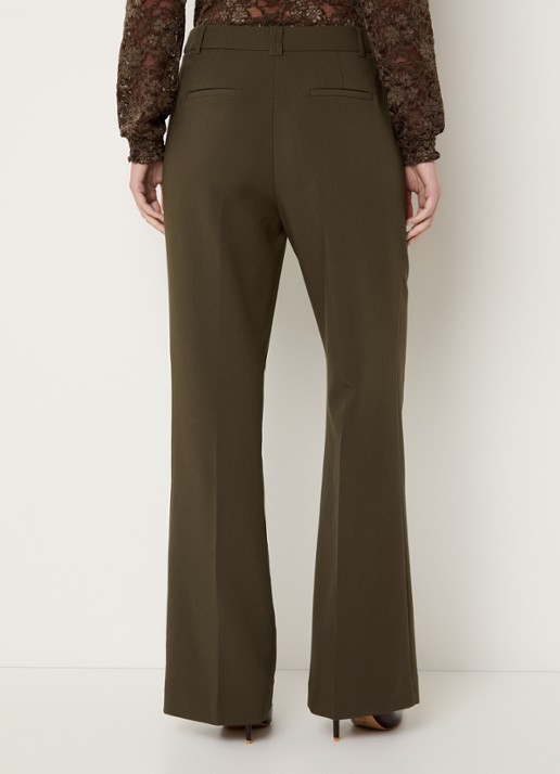 Aaiko Chantalle high waist wide fit pantalon met siernaad - achterkant 3 bronsgroen
