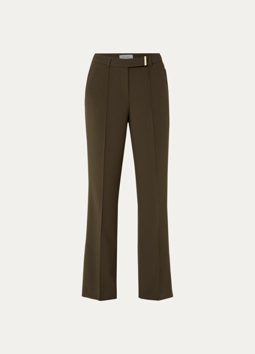 Aaiko Chantalle high waist wide fit pantalon met siernaad - voorkant bronsgroen