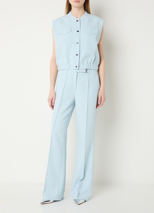 Aaiko Chantalle high waist wide fit pantalon met siernaad - voorkant 4 lichtblauw