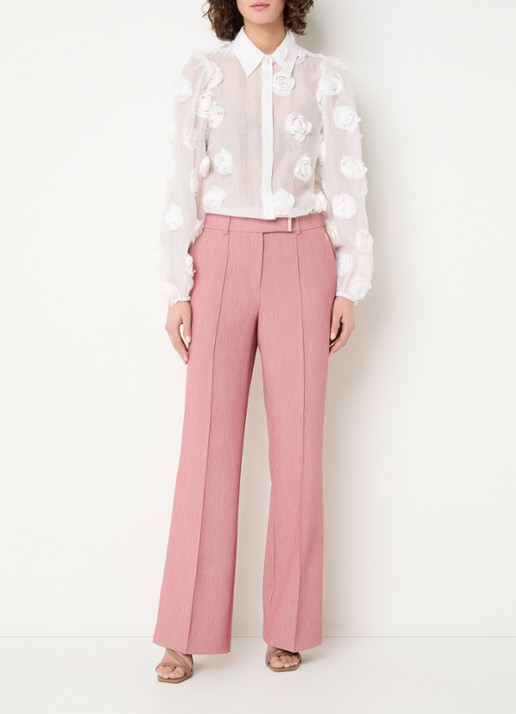 Aaiko Chantalle high waist wide fit pantalon met siernaad - voorkant 4 roze