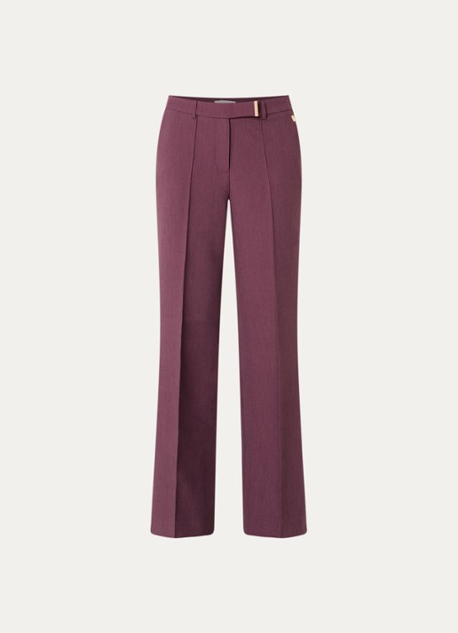 Aaiko Chantalle high waist wide fit pantalon met siernaad - voorkant aubergine