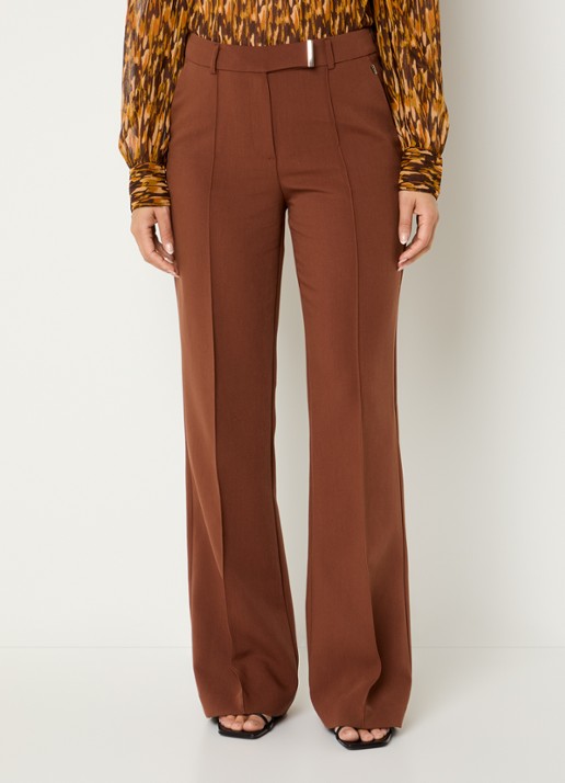 Aaiko Chantalle mid waist flared fit broek met steekzakken - detail 4 bruin