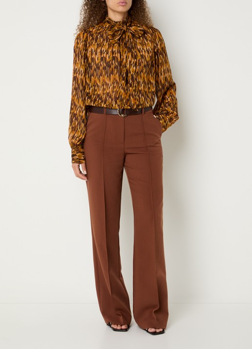 Aaiko Chantalle mid waist flared fit broek met steekzakken - voorkant 3 bruin