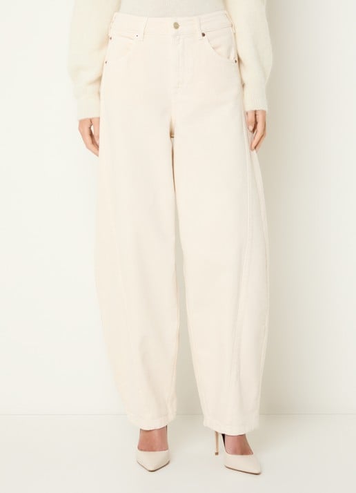 Aaiko Daley high waist balloon fit jeans met gekleurde wassing - detail creme