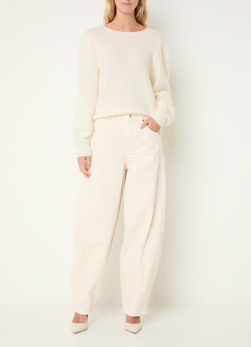 Aaiko Daley high waist balloon fit jeans met gekleurde wassing - voorkant 4 creme