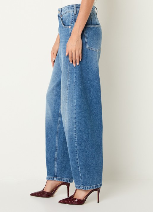 Aaiko Daley high waist balloon jeans met medium wassing - detail 2 indigo