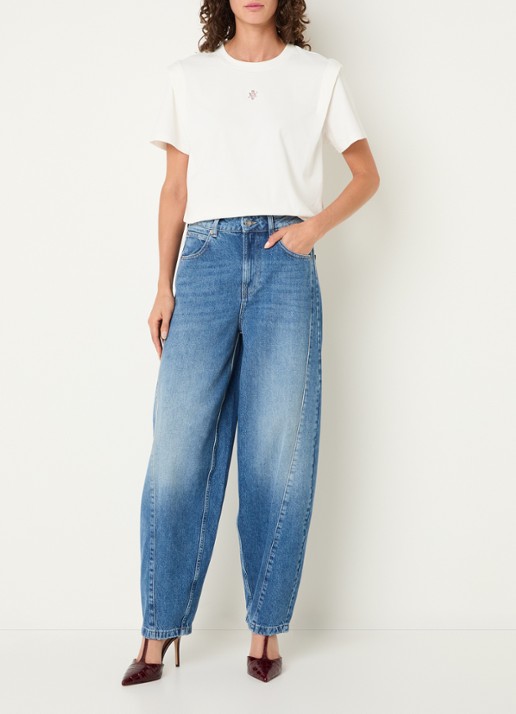 Aaiko Daley high waist balloon jeans met medium wassing - voorkant 5 indigo