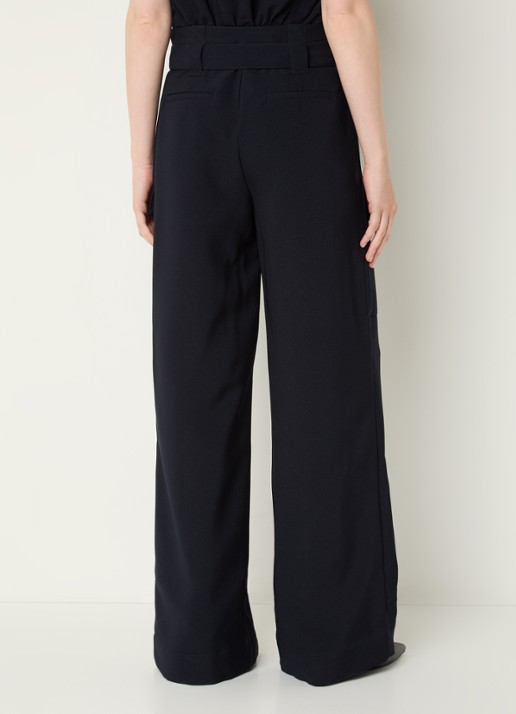 Aaiko Elvar high waist wide fit pantalon met steekzakken - achterkant 4 donkerblauw
