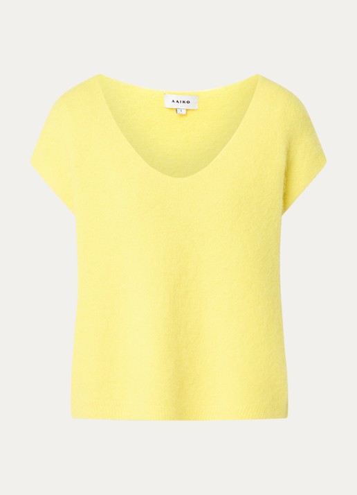Aaiko Emmy fijngebreide top in alpaca wolblend - voorkant geel