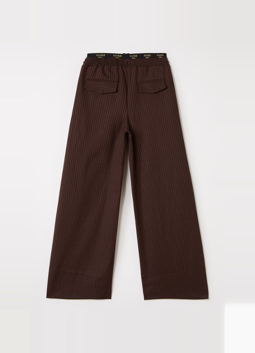 Aaiko Esila flared fit pantalon met streepprint - voorkant 3 bruin