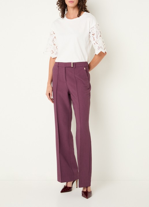 Aaiko Esther T-shirt met broderie - voorkant 2 gebroken wit