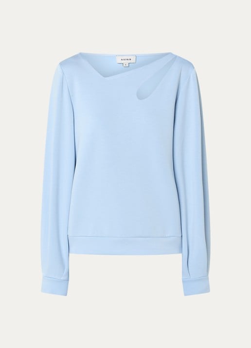 Aaiko Evelyn sweater met cut-out detail - voorkant 2 lichtblauw