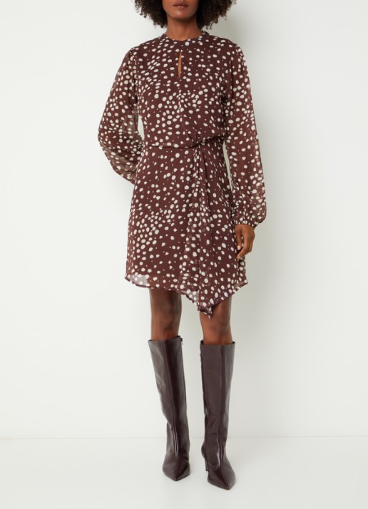 Aaiko Falin mini jurk met keyhole - voorkant 2 aubergine