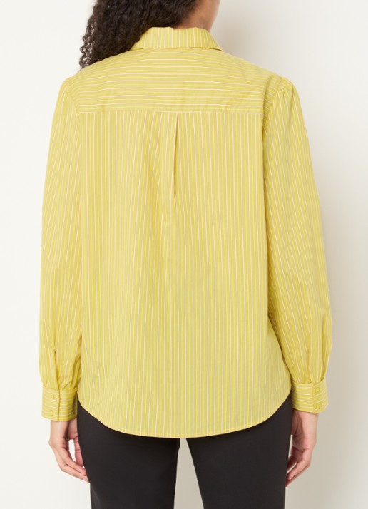 Aaiko Fenne blouse met sjaalkraag en streepprint - achterkant geel