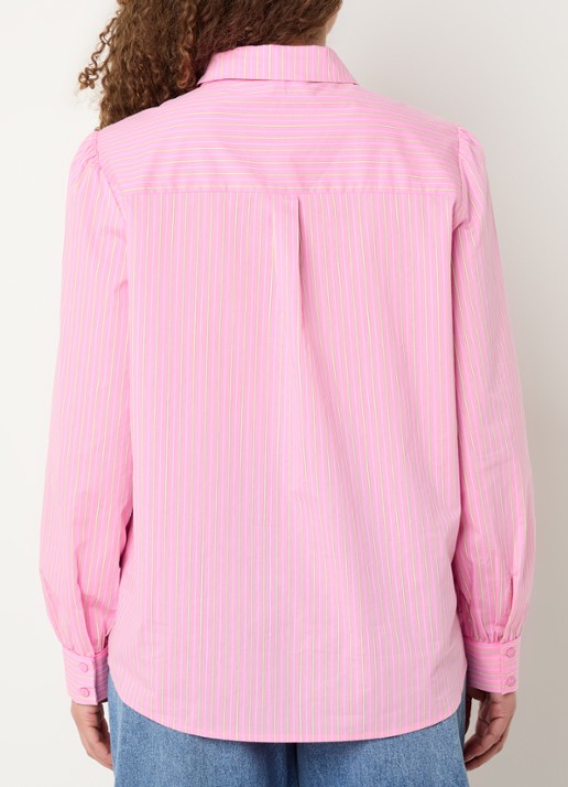 Aaiko Fenne blouse met sjaalkraag en streepprint - achterkant roze