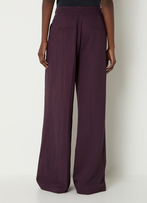Aaiko Frederique high waist wide fit pantalon met steekzakken - achterkant 4 aubergine