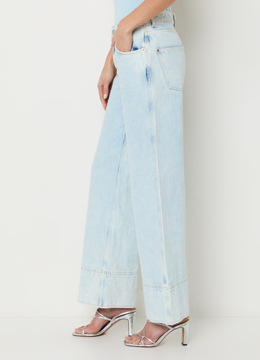 Aaiko Gaby high waist wide leg jeans met lichte wassing - detail 2 indigo