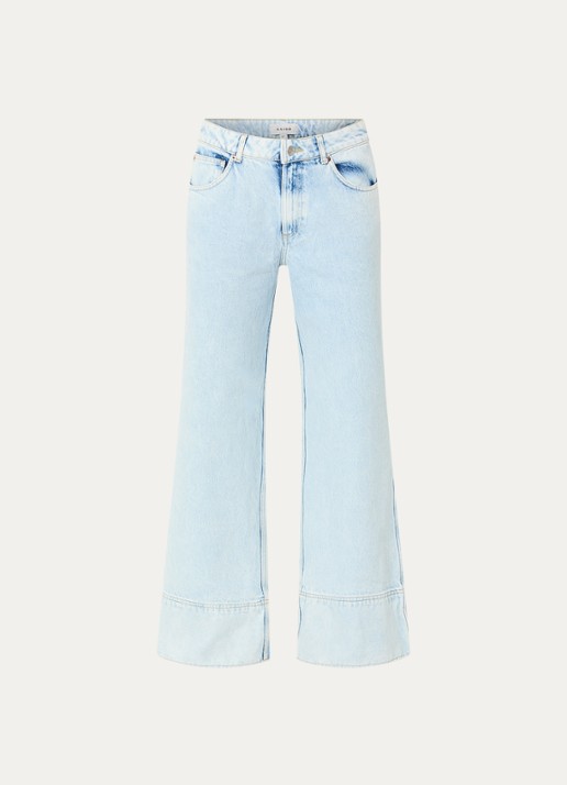 Aaiko Gaby high waist wide leg jeans met lichte wassing - voorkant 3 indigo