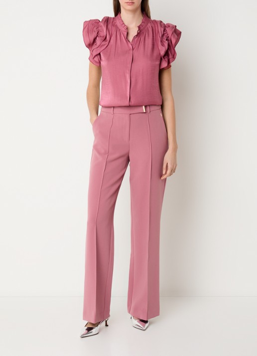 Aaiko Gezana Vis blouse met glanzende finish - voorkant 4 donkerroze