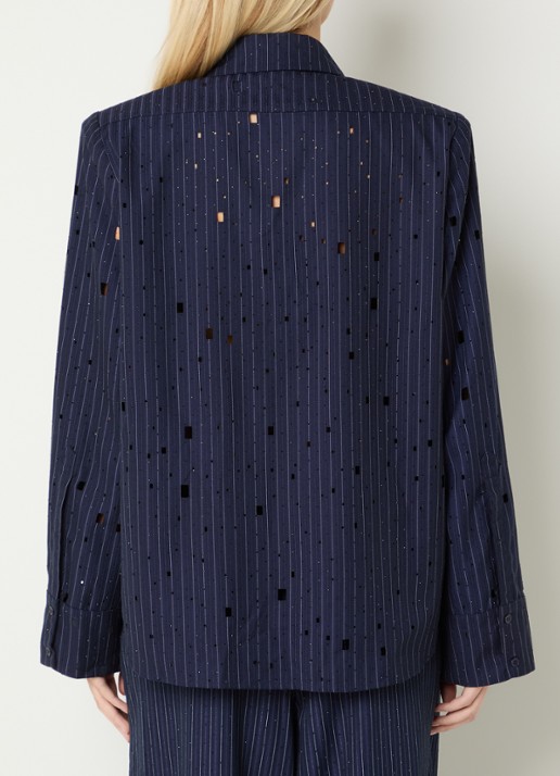 Aaiko Heida blouse met strass - achterkant donkerblauw