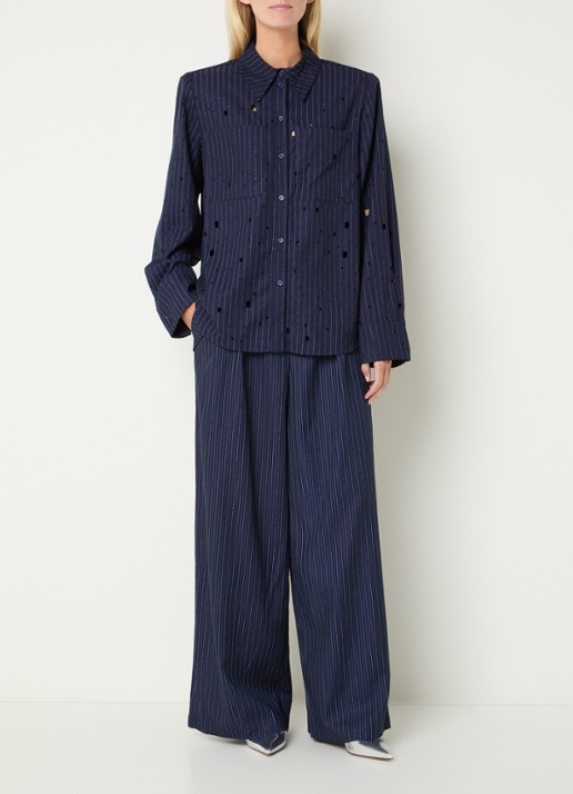 Aaiko Heida blouse met strass - voorkant 4 donkerblauw