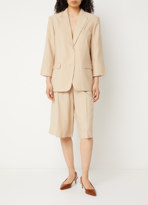 Aaiko Inaya mid waist loose fit culotte - voorkant 4 donkerbeige