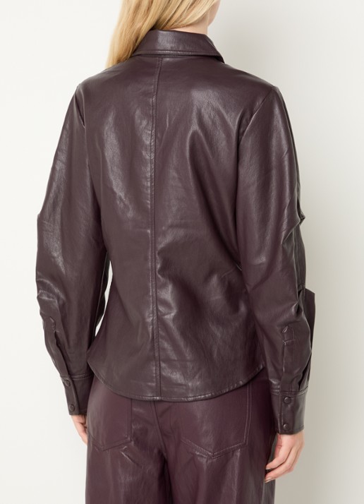 Aaiko Isabel blouse van imitatieleer - achterkant 2 aubergine
