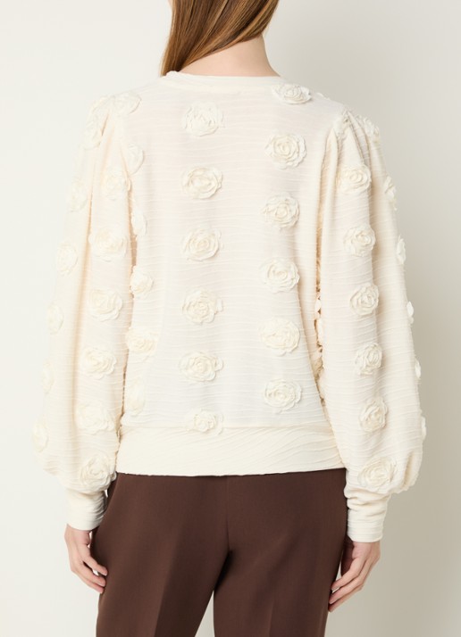 Aaiko Isha top met bloemenprint - achterkant 2 gebroken wit