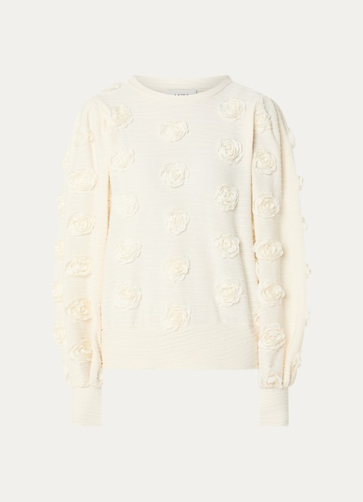 Aaiko Isha top met bloemenprint - voorkant 3 gebroken wit
