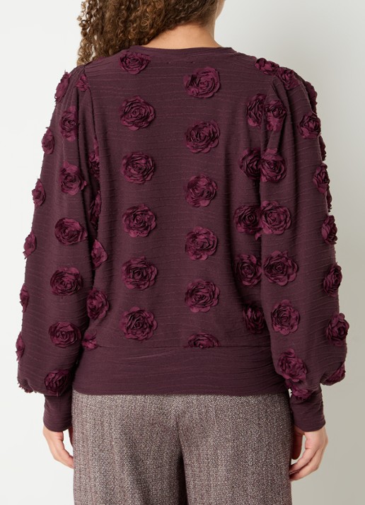 Aaiko Isha top met bloemenprint - achterkant 4 bordeauxrood