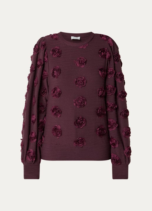 Aaiko Isha top met bloemenprint - voorkant 2 bordeauxrood