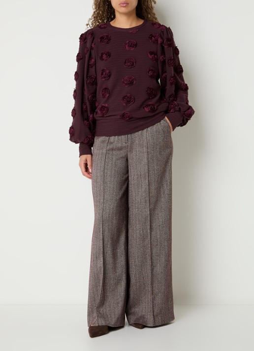 Aaiko Isha top met bloemenprint - voorkant 3 bordeauxrood