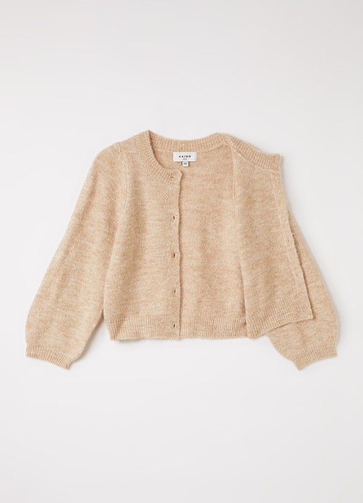 Aaiko Jady fijngebreid vest in alpaca wolblend - voorkant 3 camel