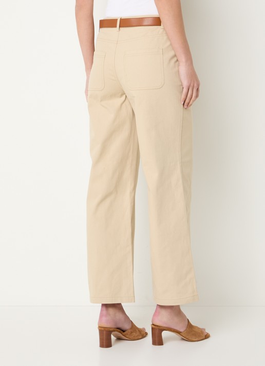 Aaiko Jael high waist flared fit broek met steekzakken - achterkant beige