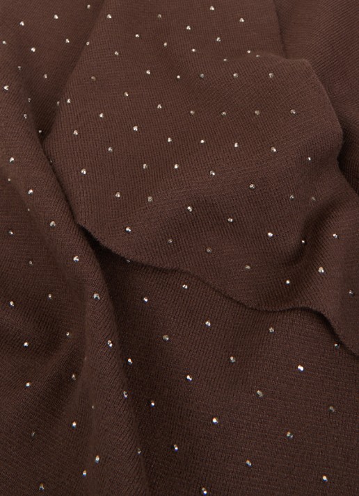Aaiko Janel sjaal met studs 100 x 45 cm - detail donkerbruin