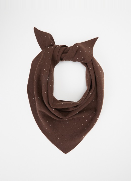 Aaiko Janel sjaal met studs 100 x 45 cm - voorkant 2 donkerbruin
