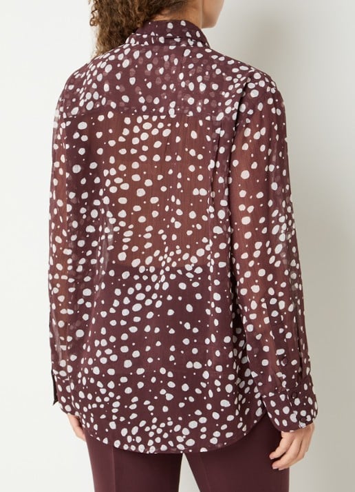 Aaiko Janesse blouse met print en sjaalkraag - achterkant 2 bordeauxrood