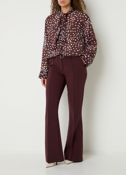 Aaiko Janesse blouse met print en sjaalkraag - voorkant 4 bordeauxrood