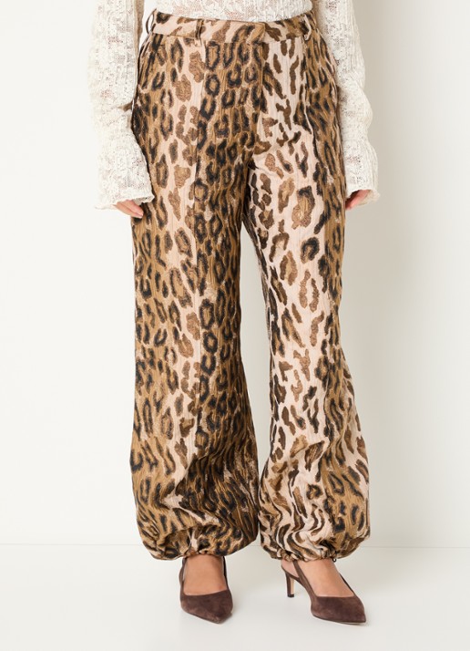 Aaiko Jet Animal high waist tapered fit broek met jacquard dessin