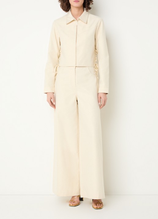 Aaiko Judith cropped jack met lurex - voorkant 4 gebroken wit