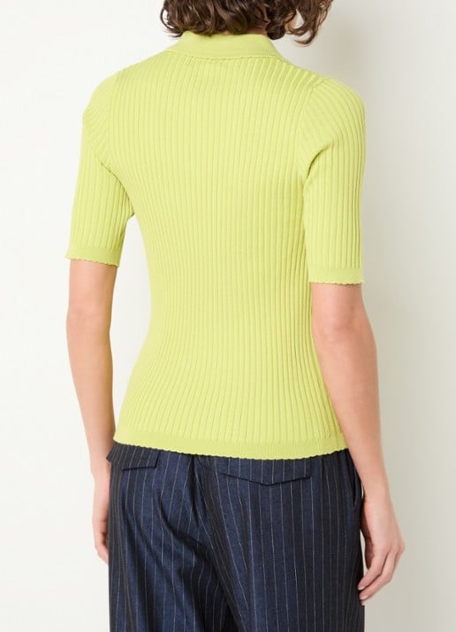 Aaiko Julia ribgebreide top  - achterkant 2 lime