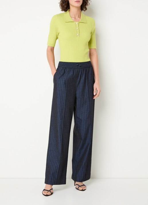 Aaiko Julia ribgebreide top  - voorkant 4 lime