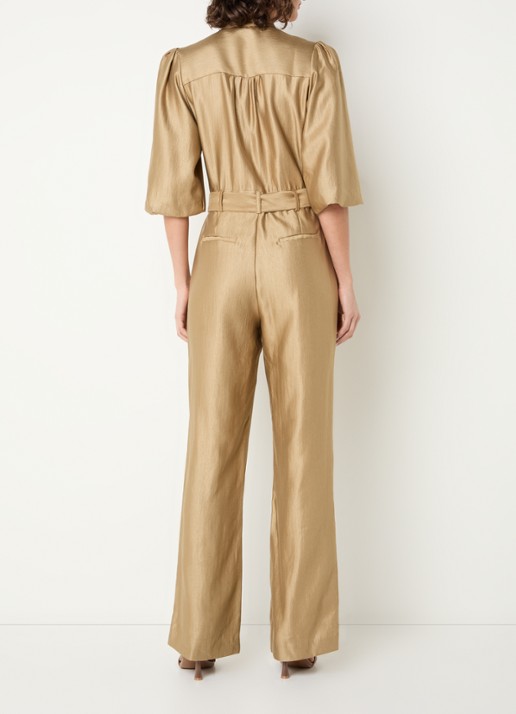 Aaiko Katy straight fit jumpsuit met strikceintuur - achterkant 3 lichtbruin