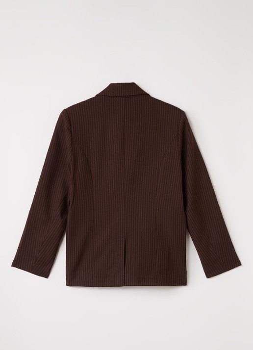 Aaiko Kendal blazer in wolblend met streepprint - achterkant 3 donkerbruin