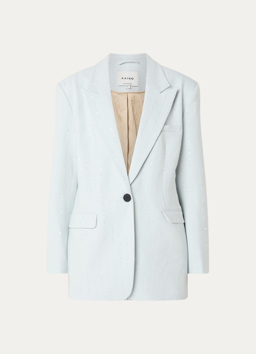 Aaiko Kendal blazer met glitter en klepzakken - voorkant 2 lichtblauw