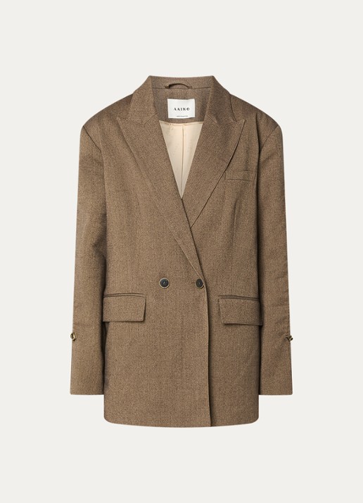 Aaiko Kendal oversized double-breasted blazer met klepzakken - voorkant 3 zand