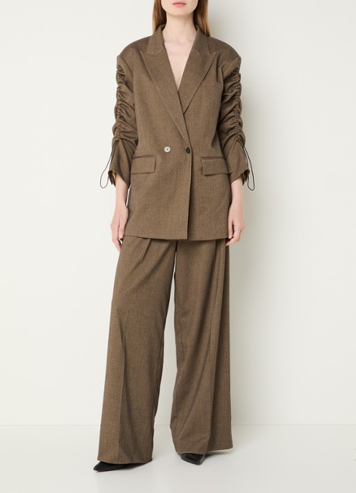 Aaiko Kendal oversized double-breasted blazer met klepzakken - voorkant 4 zand