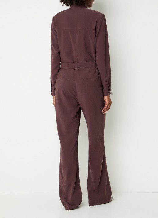 Aaiko Lise straight fit jumpsuit met strikceintuur - achterkant 3 taupe
